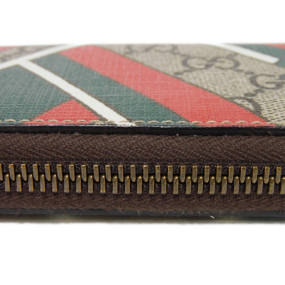 GUCCI Coin case 429232 GG Supreme canvas (polyurethane processing) x Calfskin leather beige GG Supreme compact zip around wallet