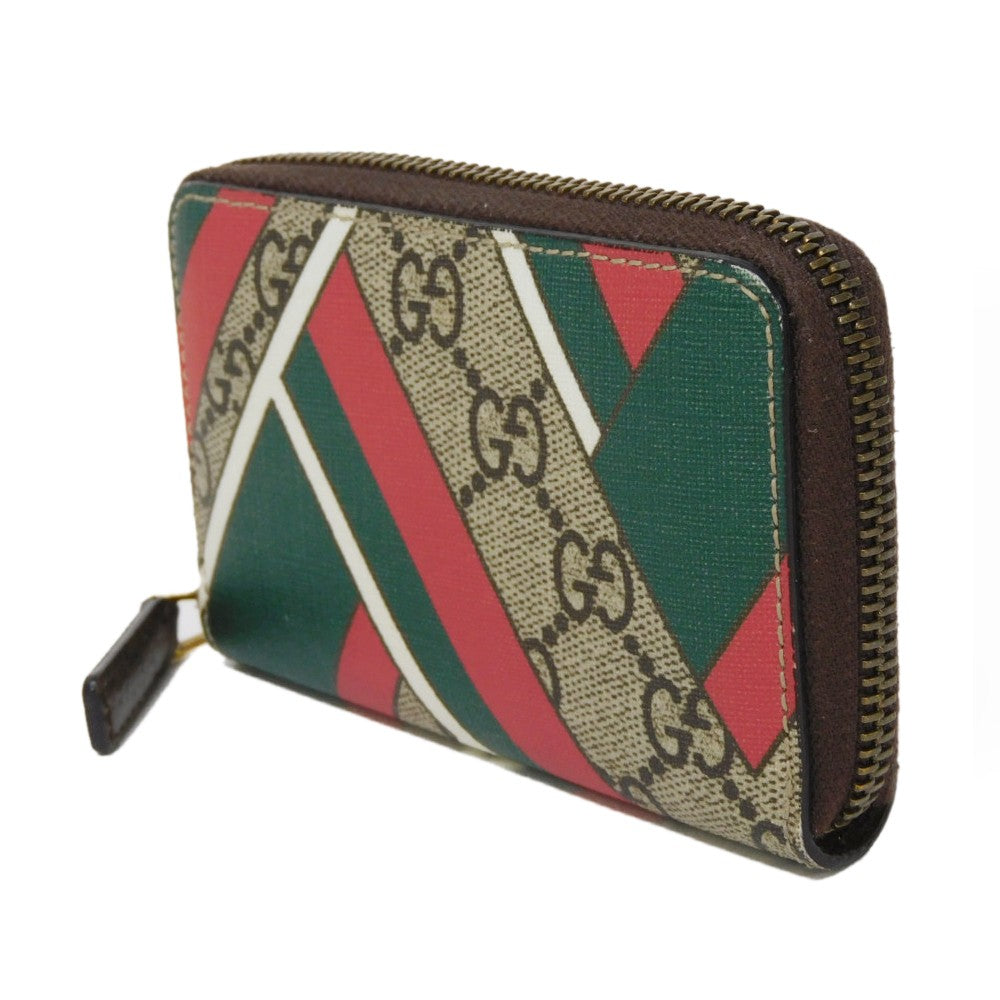 GUCCI Coin case 429232 GG Supreme canvas (polyurethane processing) x Calfskin leather beige GG Supreme compact zip around wallet