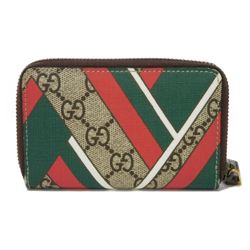 GUCCI Coin case 429232 GG Supreme canvas (polyurethane processing) x Calfskin leather beige GG Supreme compact zip around wallet