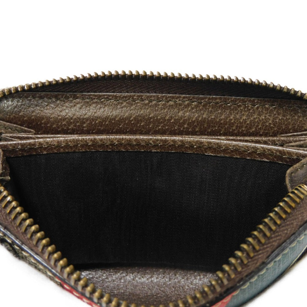 GUCCI Coin case 429232 GG Supreme canvas (polyurethane processing) x Calfskin leather beige GG Supreme compact zip around wallet