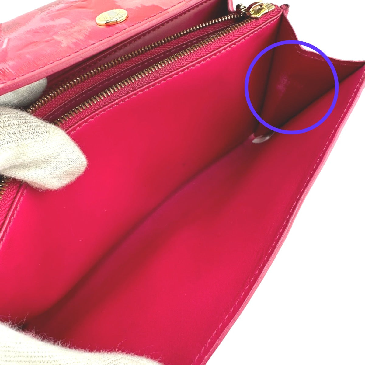 LOUIS VUITTON Long Wallet Purse M90022 enamel Rose Andian Pink Monogram Vernis Portefeuille Sara