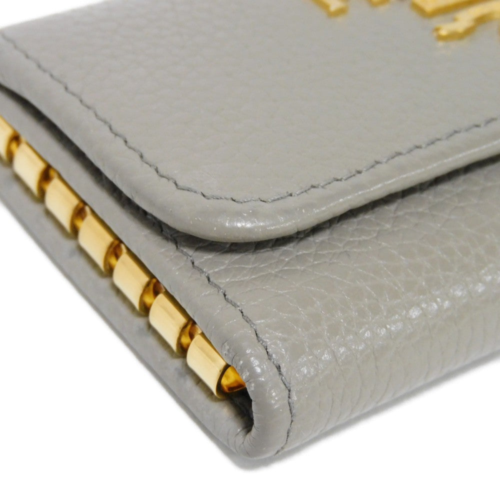 PRADA Key case Key holder  1PG222 Vitello grain leather (embossed) Gurege logo metal Vitello 6-ring keychain