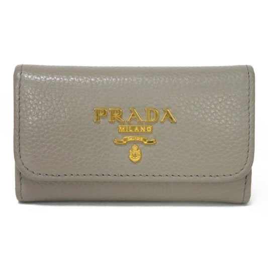PRADA Key case Key holder  1PG222 Vitello grain leather (embossed) Gurege logo metal Vitello 6-ring keychain