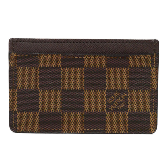 LOUIS VUITTON Card Case N61722 Damier canvas x grain leather Ebene Damier Porto cult Simple