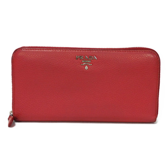 PRADA Long Wallet Purse 1ML506 2E8V F001 Calf leather Rosso logo metal Vitello Phoenix Zip Around Wallet