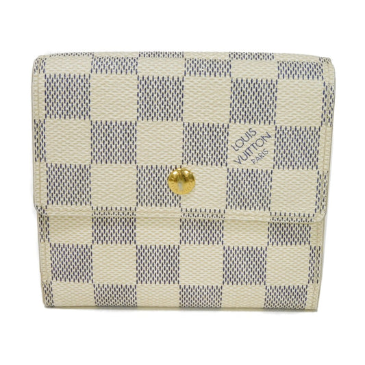 LOUIS VUITTON Tri-fold wallet N61733 Damier Azure Canvas x Grained Leather Ivory Damier Azur Portefeuille Elise