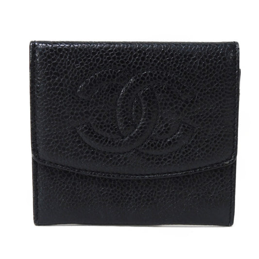 CHANEL Coin case Caviar skin black Big Coco Compact flap wallet