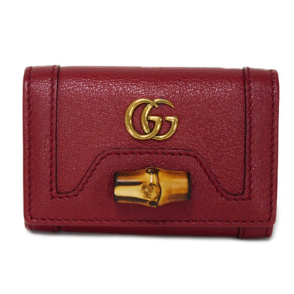 GUCCI Key case Key holder  658636 17Q0T 6638 Calf leather Rosso Ancora GG Marmont Diana Bamboo 6-ring keychain