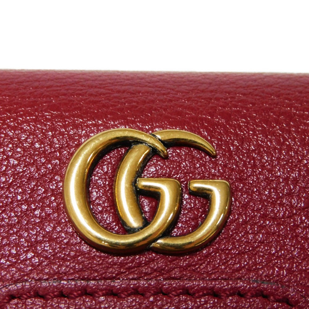 GUCCI Key case Key holder  658636 17Q0T 6638 Calf leather Rosso Ancora GG Marmont Diana Bamboo 6-ring keychain