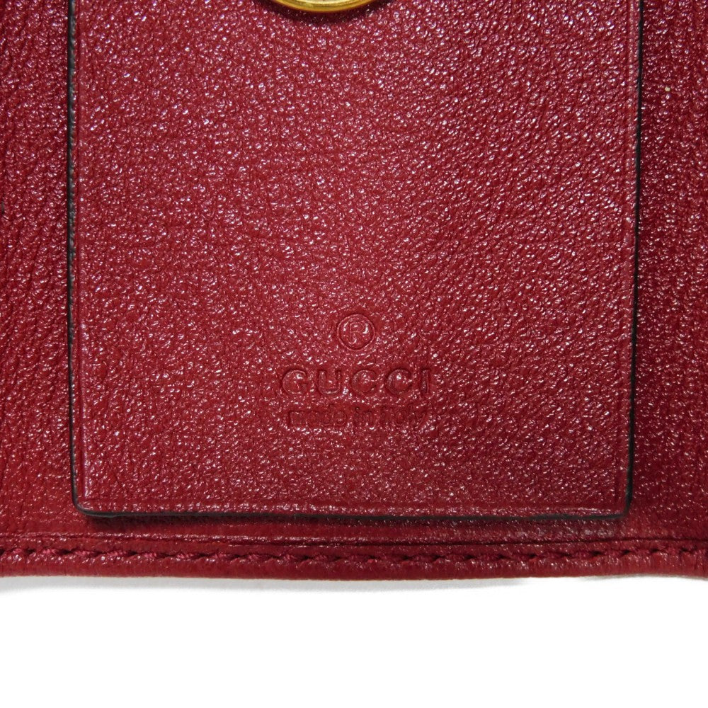 GUCCI Key case Key holder  658636 17Q0T 6638 Calf leather Rosso Ancora GG Marmont Diana Bamboo 6-ring keychain