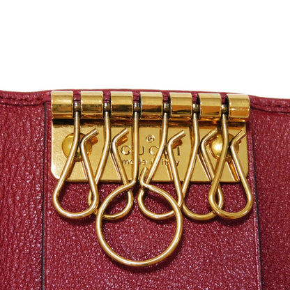 GUCCI Key case Key holder  658636 17Q0T 6638 Calf leather Rosso Ancora GG Marmont Diana Bamboo 6-ring keychain