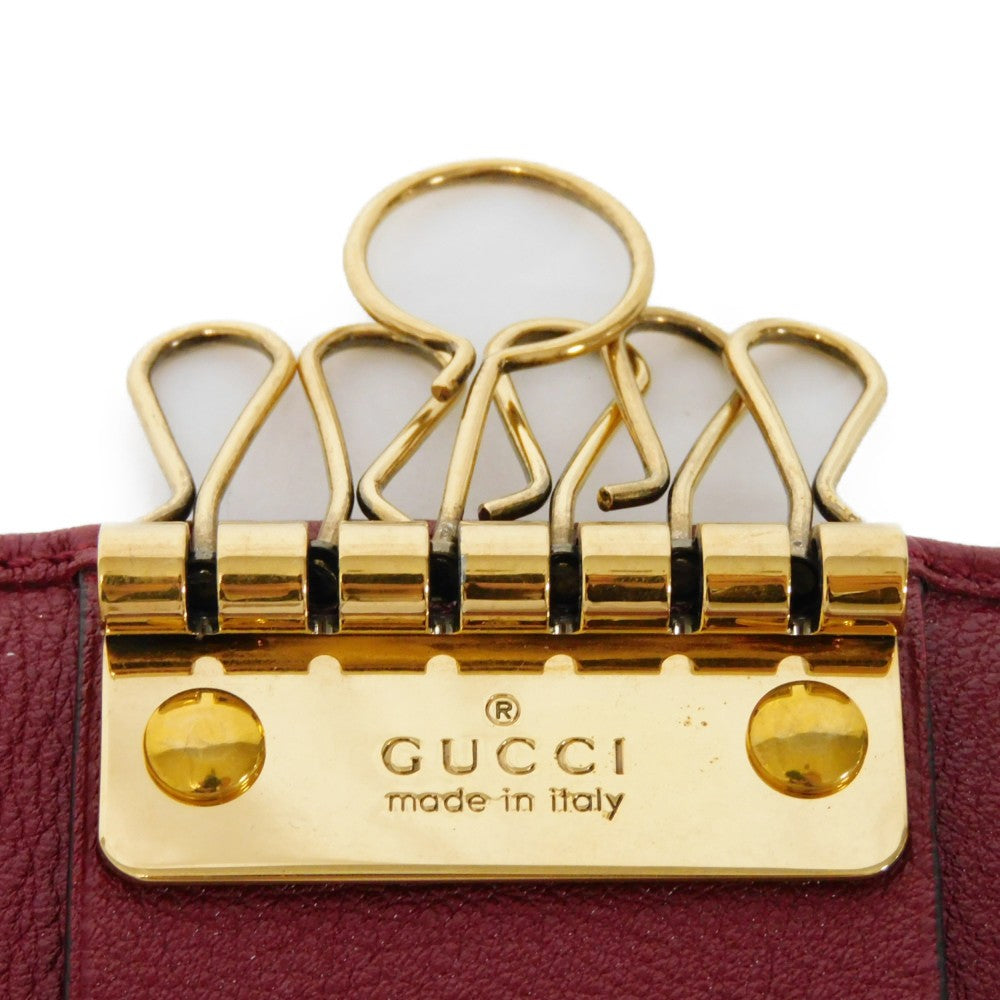 GUCCI Key case Key holder  658636 17Q0T 6638 Calf leather Rosso Ancora GG Marmont Diana Bamboo 6-ring keychain