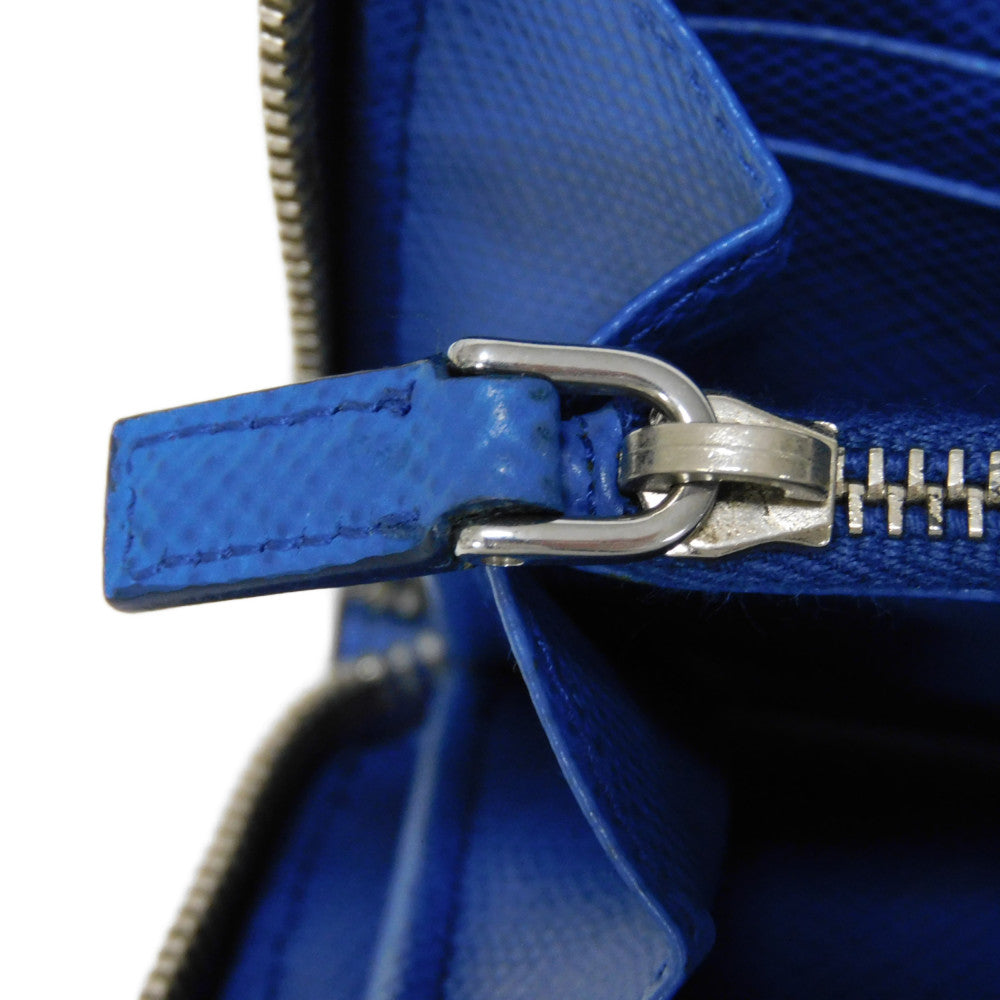 PRADA Long Wallet Purse 2ML317 Safiano leather (stamped) blue logo metal Saffiano striped round zip wallet