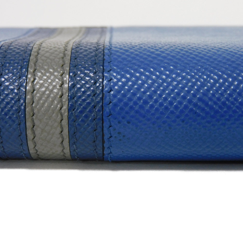 PRADA Long Wallet Purse 2ML317 Safiano leather (stamped) blue logo metal Saffiano striped round zip wallet