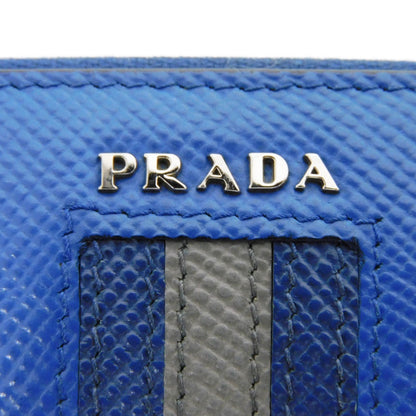 PRADA Long Wallet Purse 2ML317 Safiano leather (stamped) blue logo metal Saffiano striped round zip wallet
