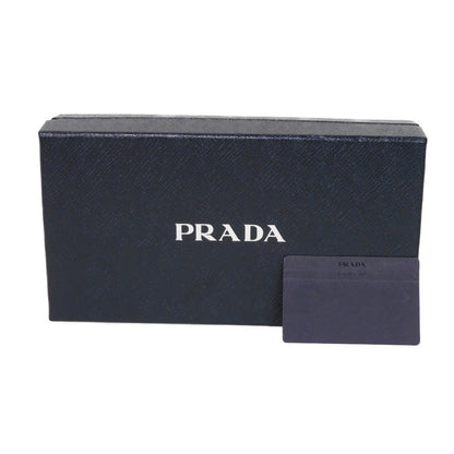 PRADA Long Wallet Purse 2ML317 Safiano leather (stamped) blue logo metal Saffiano striped round zip wallet