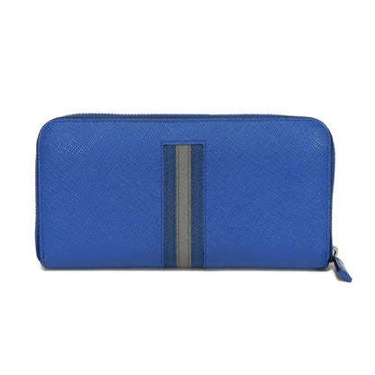 PRADA Long Wallet Purse 2ML317 Safiano leather (stamped) blue logo metal Saffiano striped round zip wallet