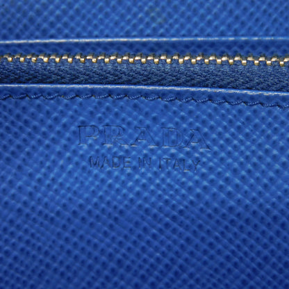 PRADA Long Wallet Purse 2ML317 Safiano leather (stamped) blue logo metal Saffiano striped round zip wallet