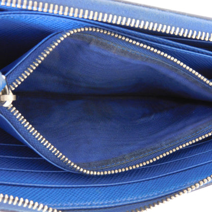 PRADA Long Wallet Purse 2ML317 Safiano leather (stamped) blue logo metal Saffiano striped round zip wallet