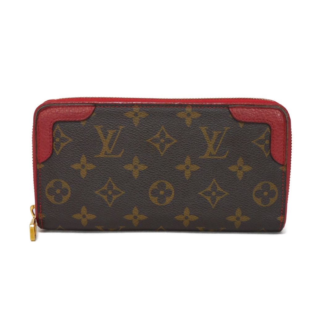 LOUIS VUITTON Long Wallet Purse M61854 Monogram canvas x Calfskin leather Slys Monogram Retiro Zippy wallet