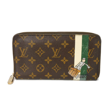 LOUIS VUITTON Long Wallet Purse M60035 Monogram canvas (bellboy print) x grain leather (embossed) Vert Monogram groom Zippy Organizer
