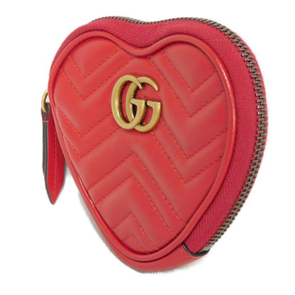 GUCCI Coin case 699517 DTDHT 6433 Calf leather Red GG Marmont Double G heart-shaped coin purse