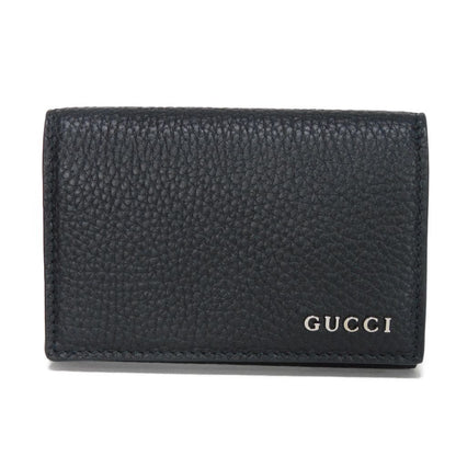 GUCCI Card Case 771152 AABXM 1000 Calf leather (embossed) black Logo metal logo flap card holder