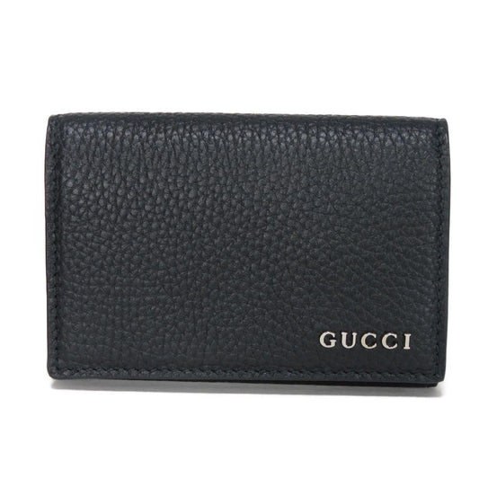 GUCCI Card Case 771152 AABXM 1000 Calf leather (embossed) black Logo metal logo flap card holder