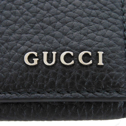 GUCCI Card Case 771152 AABXM 1000 Calf leather (embossed) black Logo metal logo flap card holder