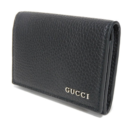 GUCCI Card Case 771152 AABXM 1000 Calf leather (embossed) black Logo metal logo flap card holder