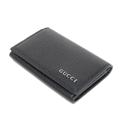 GUCCI Card Case 771152 AABXM 1000 Calf leather (embossed) black Logo metal logo flap card holder