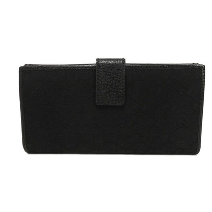 GUCCI Long Wallet Purse 137374 GG canvas x calf leather black GG canvas Bamboo Turnlock Continental Wallet