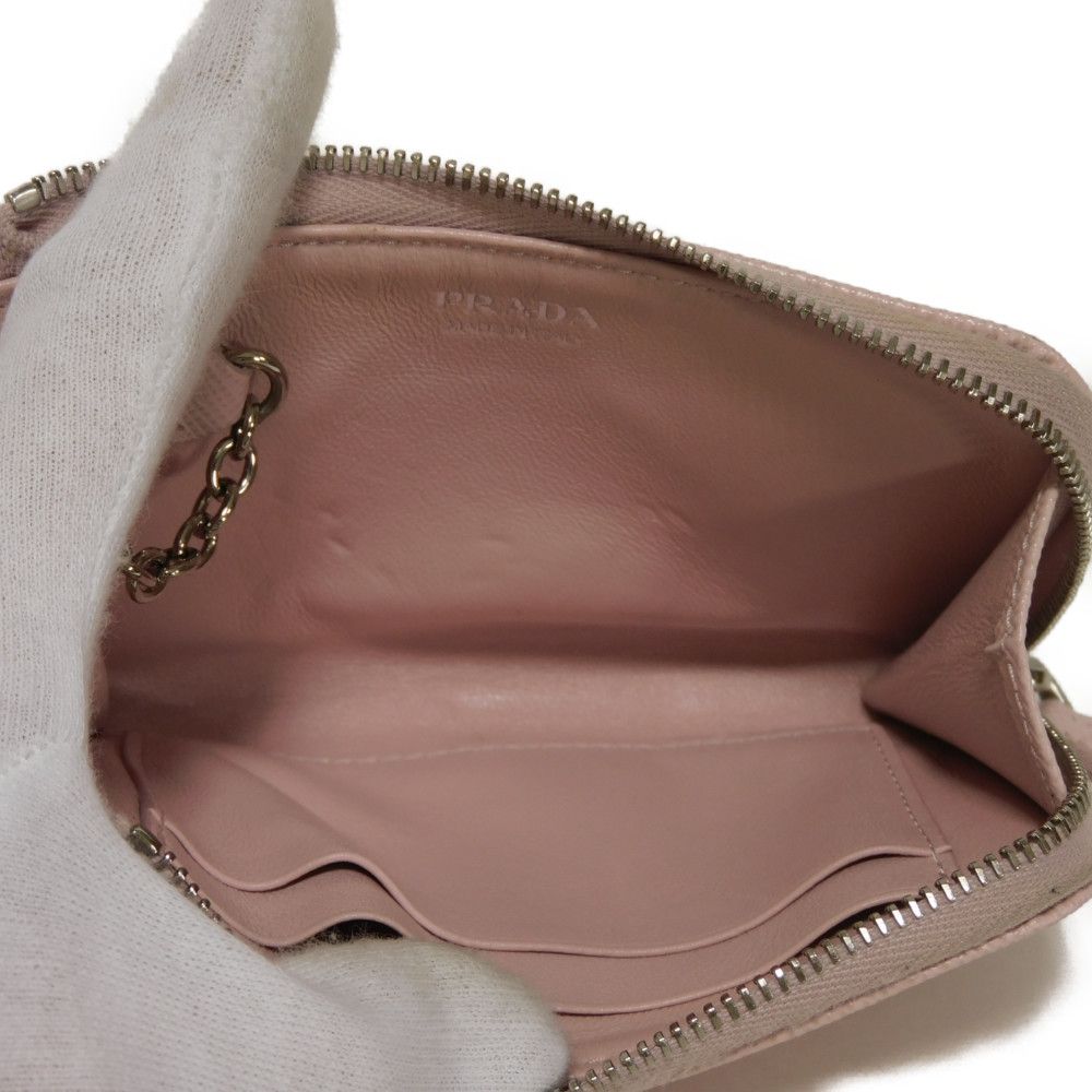 PRADA Coin case 1PP122 Safiano leather (stamped) pink Triangle logo saffiano keychain