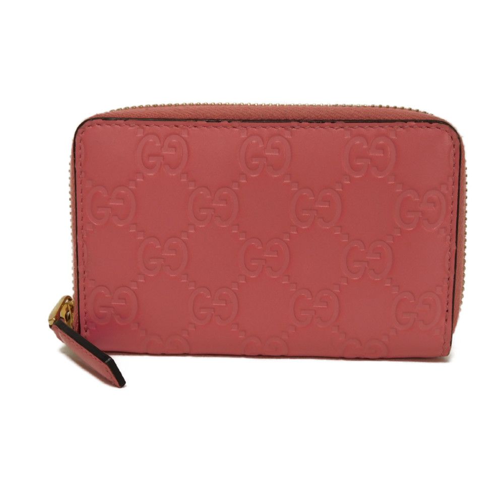 GUCCI Coin case 255452 GG striped leather pink GG Shima Guccissima coin purse