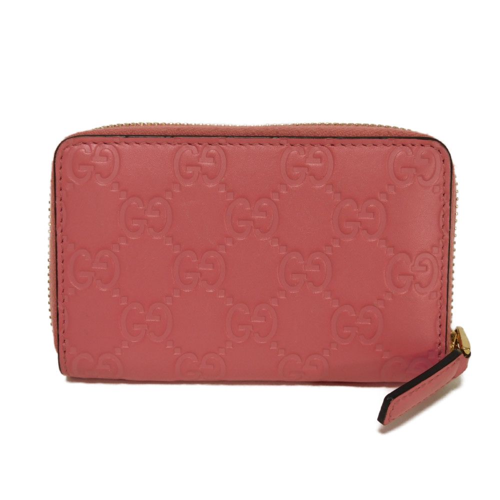GUCCI Coin case 255452 GG striped leather pink GG Shima Guccissima coin purse