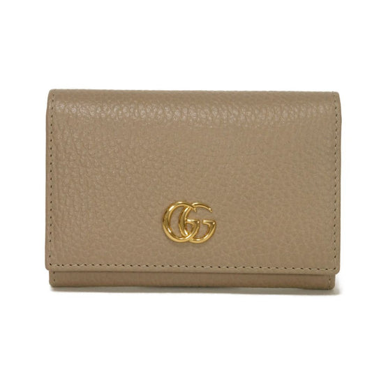 GUCCI Card Case 739525 CAO2G 1544 Calf leather (embossed) Taupe GG Marmont Double G Bicolor Card Holder