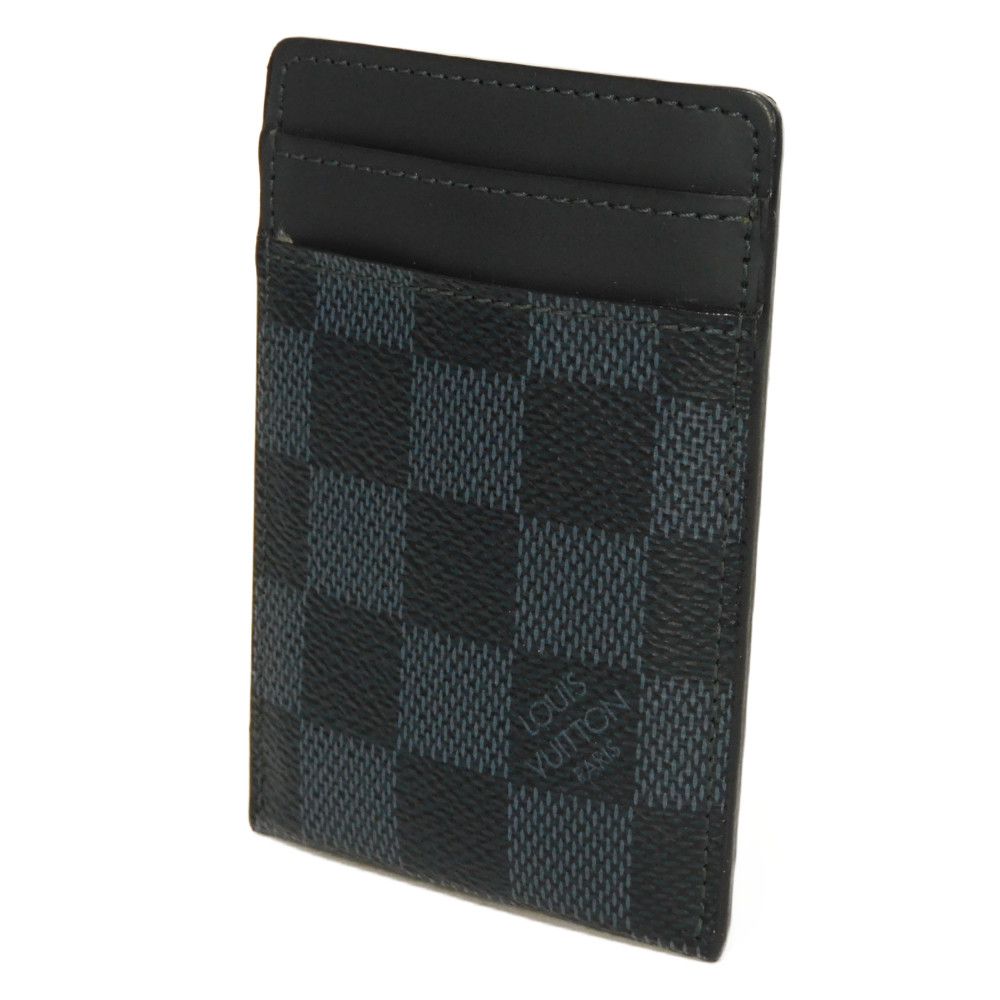 LOUIS VUITTON Card Case N63217 Damier cobalt canvas x cowhide leather Navy Damier Cobalt Porto Cult Pance
