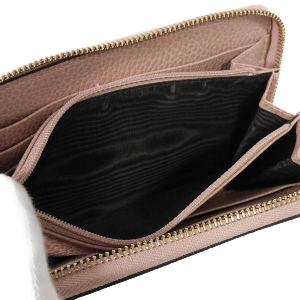GUCCI Long Wallet Purse 449347 CAO0G 5806 Calf leather (embossed) Soft pink Interlocking G Double G zip around wallet