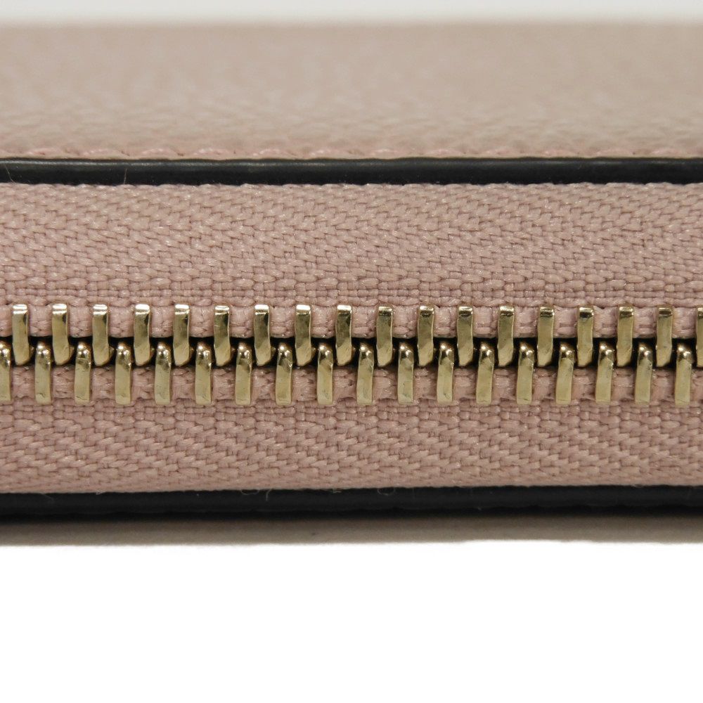 GUCCI Long Wallet Purse 449347 CAO0G 5806 Calf leather (embossed) Soft pink Interlocking G Double G zip around wallet