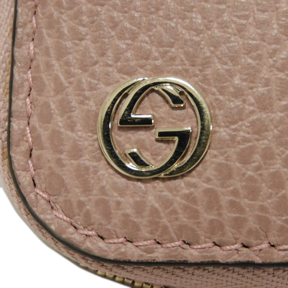 GUCCI Long Wallet Purse 449347 CAO0G 5806 Calf leather (embossed) Soft pink Interlocking G Double G zip around wallet