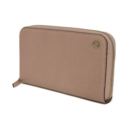 GUCCI Long Wallet Purse 449347 CAO0G 5806 Calf leather (embossed) Soft pink Interlocking G Double G zip around wallet