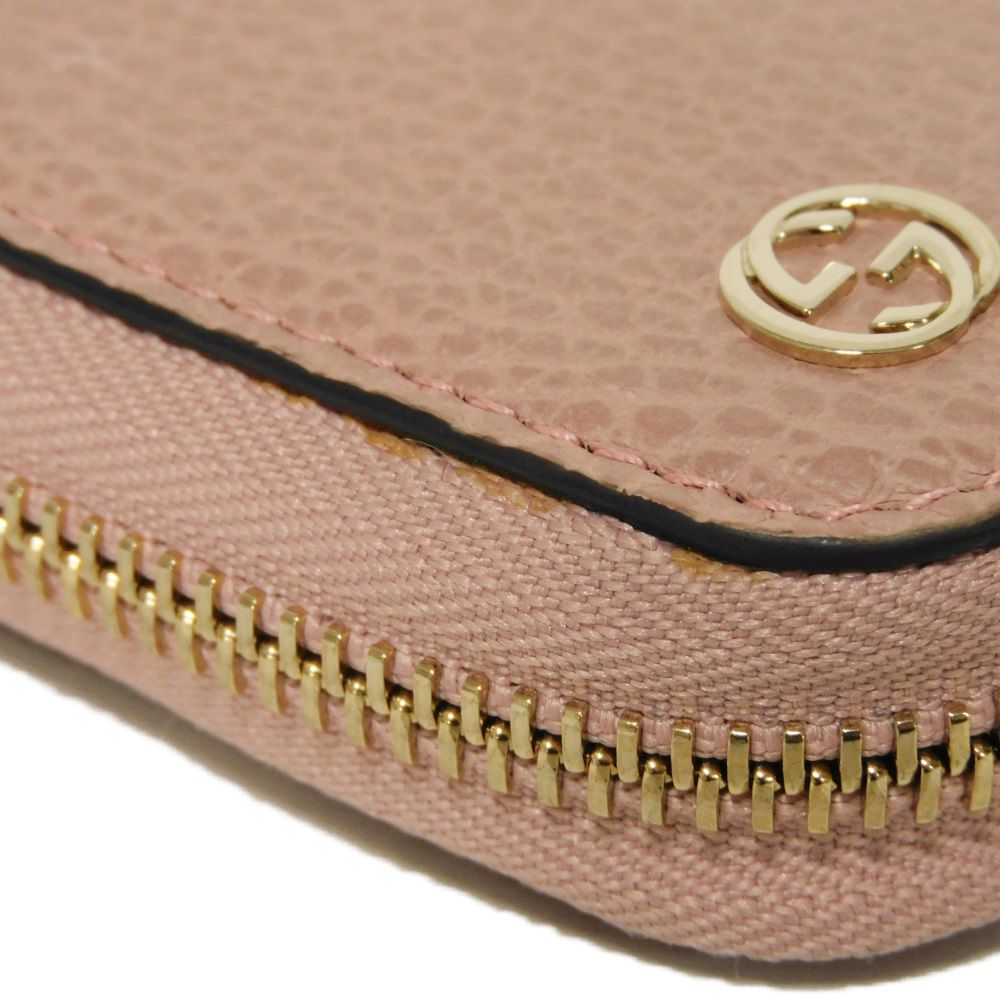 GUCCI Long Wallet Purse 449347 CAO0G 5806 Calf leather (embossed) Soft pink Interlocking G Double G zip around wallet