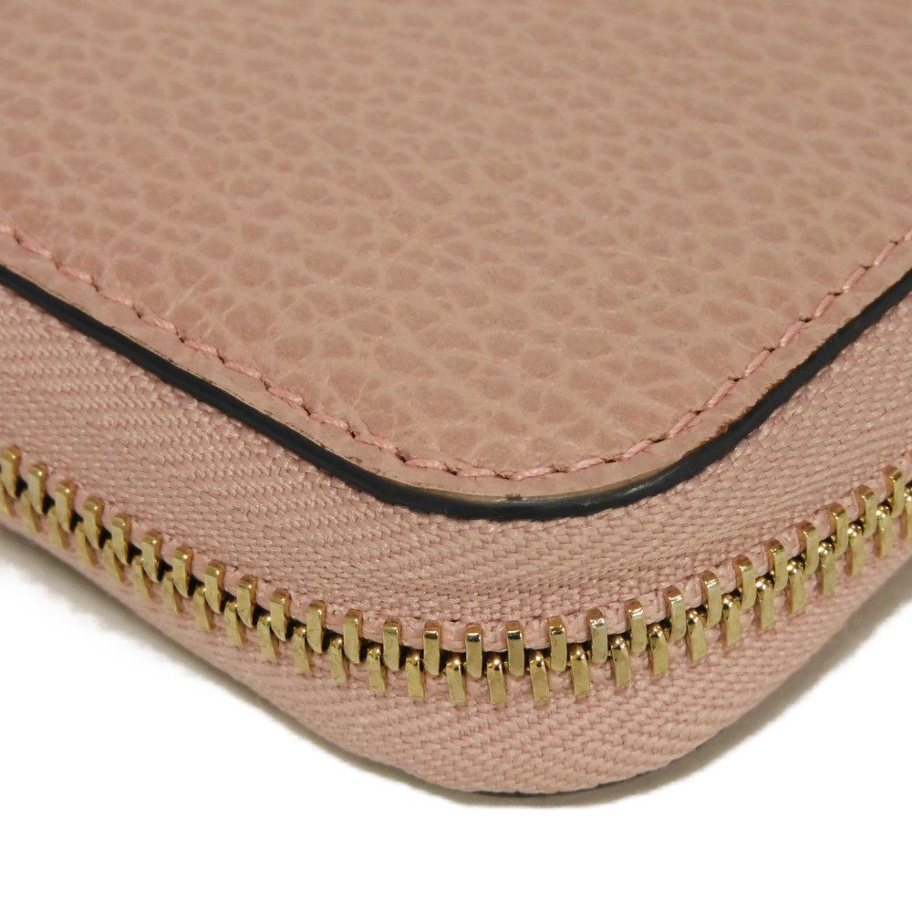 GUCCI Long Wallet Purse 449347 CAO0G 5806 Calf leather (embossed) Soft pink Interlocking G Double G zip around wallet