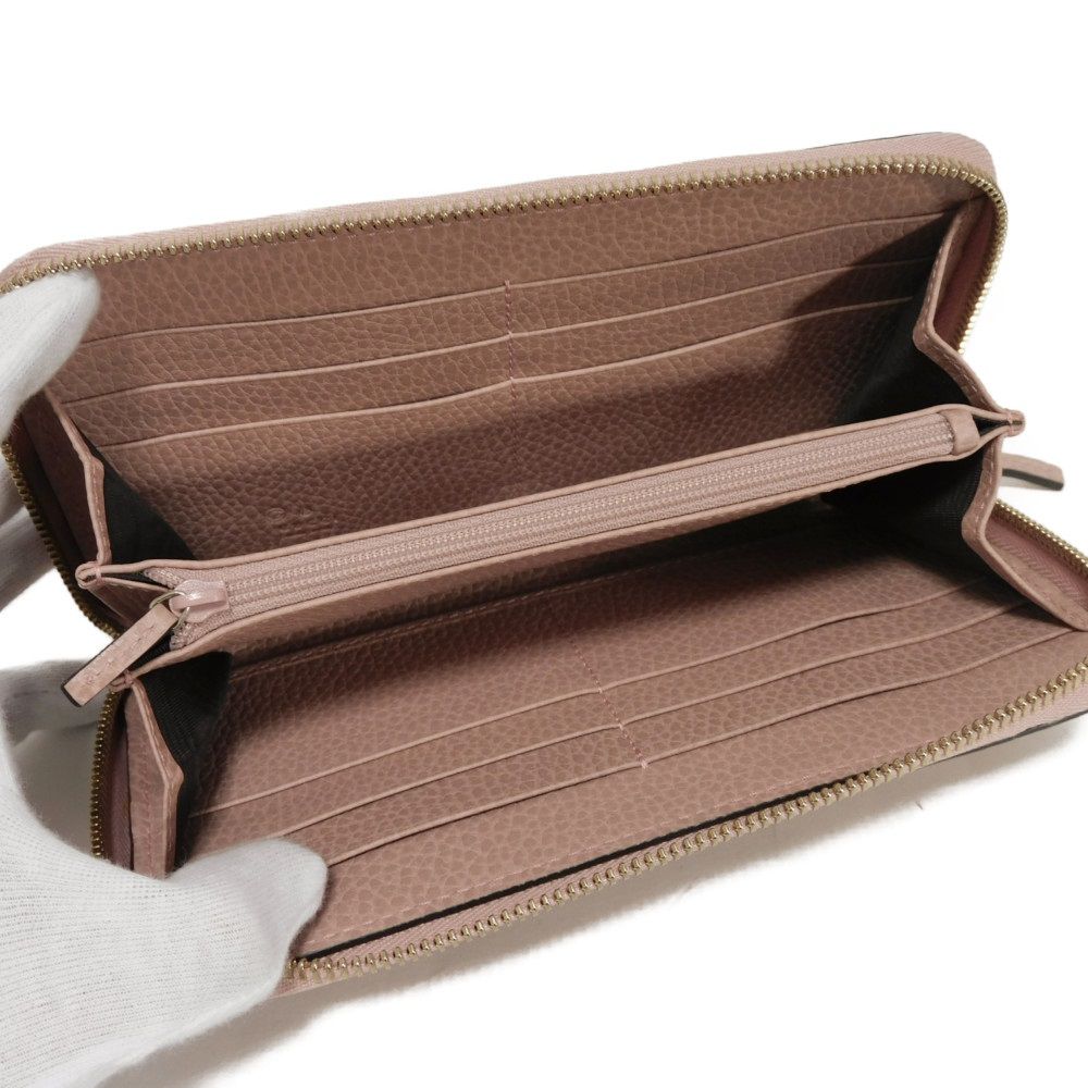 GUCCI Long Wallet Purse 449347 CAO0G 5806 Calf leather (embossed) Soft pink Interlocking G Double G zip around wallet