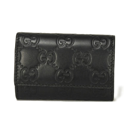 GUCCI Key case Key holder 138093 Calf leather black GG Shima Guccissima 6-ring keychain