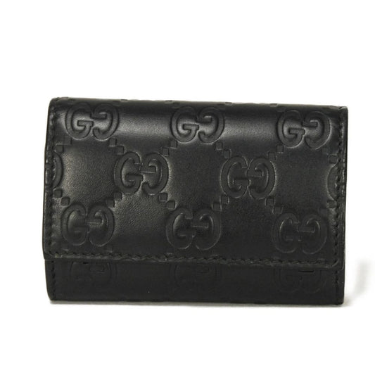 GUCCI Key case Key holder 138093 Calf leather black GG Shima Guccissima 6-ring keychain