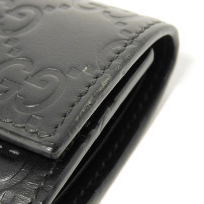 GUCCI Key case Key holder 138093 Calf leather black GG Shima Guccissima 6-ring keychain