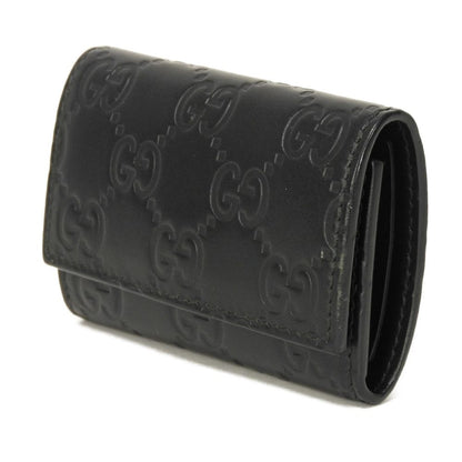 GUCCI Key case Key holder 138093 Calf leather black GG Shima Guccissima 6-ring keychain