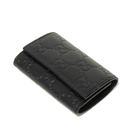 GUCCI Key case Key holder 138093 Calf leather black GG Shima Guccissima 6-ring keychain