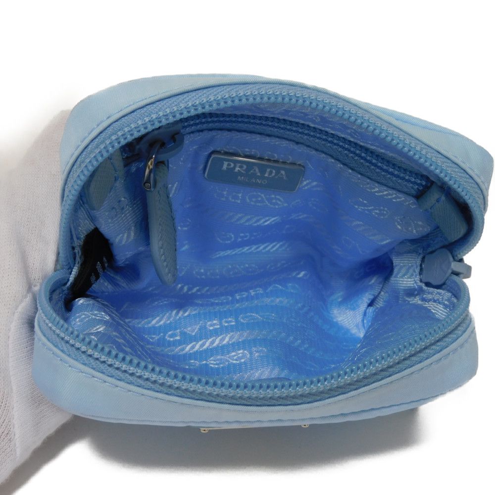 PRADA Clutch bag 1ND339 R067 F0076 recycled polyamide Light blue Triangle logo Micro Re-Nylon Pouch